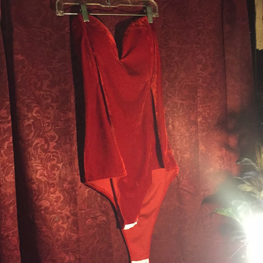Red velvet body suit